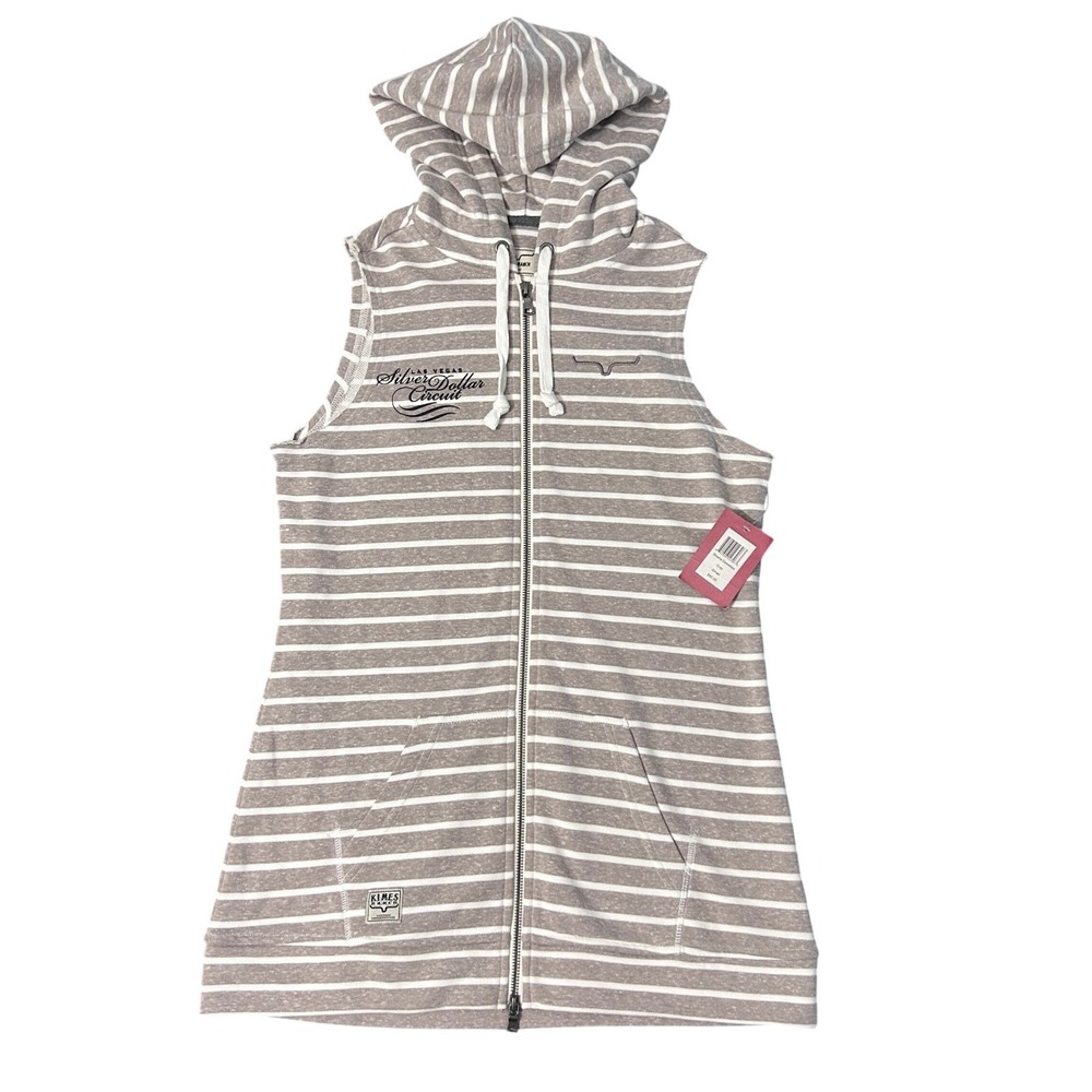 Kimes Ranch Sheena Sleeveless Hoodie Womens Small Gray Western Cowgirl Full Zip